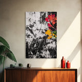 Abstract Flowers, Black and White, Red Floral Art, Bold Wall Decor, Modern Art, Framed Canvas Print, Minimalist Living Room Art