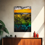 Vibrant Sunset, Golden Horizon, Abstract Landscape, Fall Wall Decor, Textured Nature Art, Framed Canvas Print, Modern Home Art