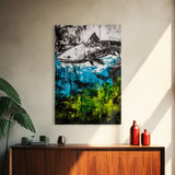 Fish Underwater, Blue Green Art, Abstract Ocean, Framed Canvas Print, Living Room Decor, Coastal Wall Art, Nautical Home Decor