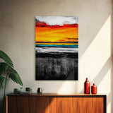 Sunset Reflection, Dramatic Skies, Ocean Scene, Framed Canvas Print, Vibrant Seascape, Living Room Wall Art, Fall Painting, Coastal Decor