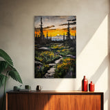 Mountain Sunset, Wilderness Landscape, Nature Wall Art, Outdoor Adventure Print, Framed Canvas Print, Living Room Decor, Cabin Aesthetic