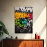 Abstract Swing, Colorful Expressionist Art, Rustic Farmhouse Decor, Unique Framed Canvas Print, Boho Living Room Art, Nature Wall Art