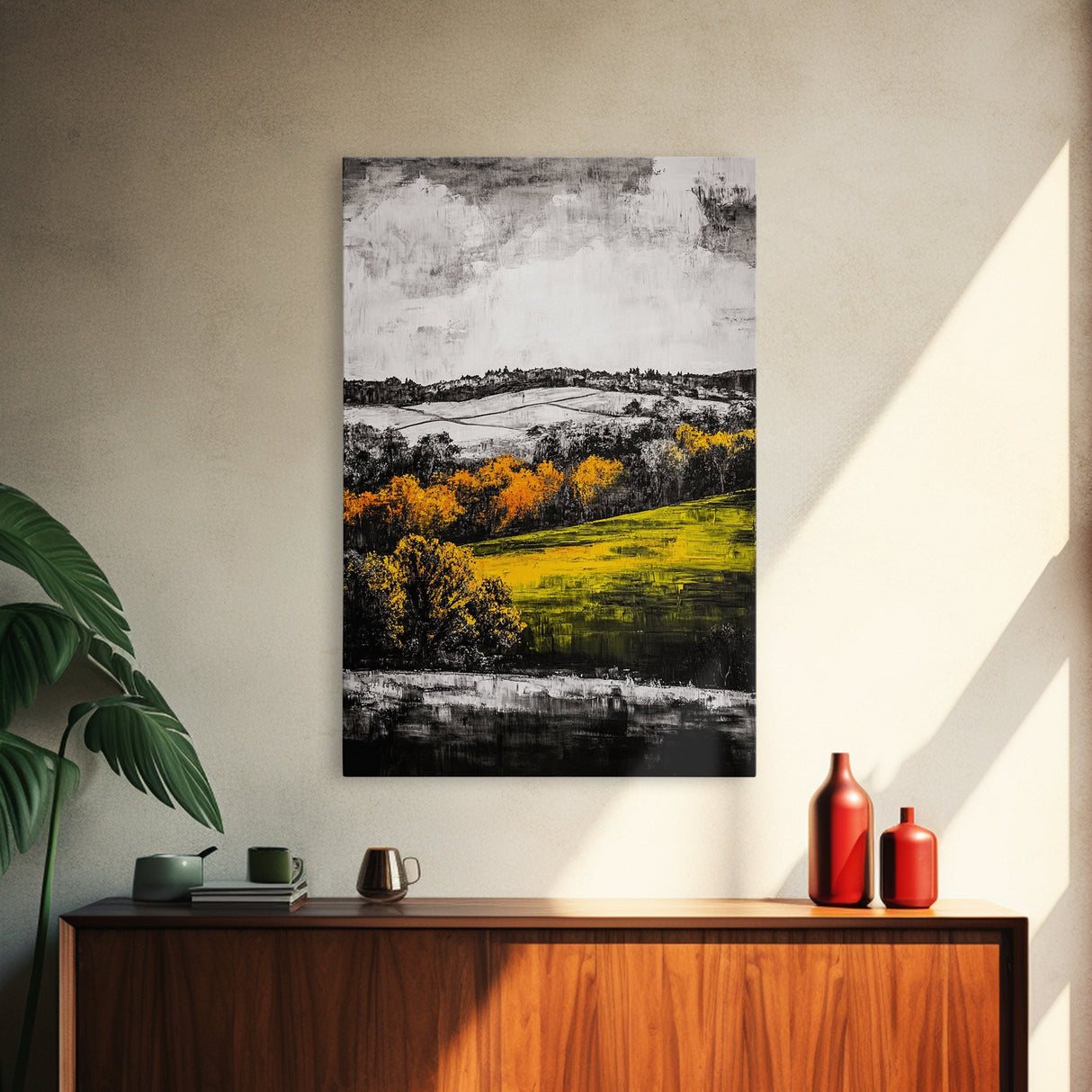 Rolling Hills, Fall Landscape, Scenic Wall Art, Canvas Print, Autumn Colors, Farmhouse Style, Rustic Decor, Warm Tones, Nature Inspired