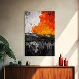 Fiery Abstract, Bold Modern Art, Framed Canvas Print, Contemporary Wall Art, Orange and Black Decor, Living Room Art, Statement Piece