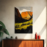 Desert Cliffs, Southwestern Art, Autumn Landscape Painting, Warm Earth Tones, Bold Canyon Decor, Nature Scenic Wall Art, Canvas Print