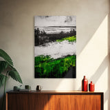 Coastal Cliffs, Ocean Landscape Art, Green Hills Painting, Nature Decor, Outdoor Wall Art, Minimalist Home Print, Framed Canvas Print