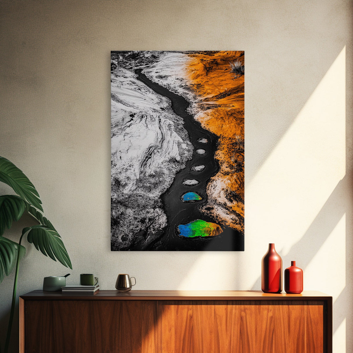 Desert Path Print, Abstract Art, Earthy Wall Decor, Bohemian Landscape, Modern Southwest Art, Fall Aesthetic Print, Framed Canvas Print