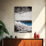 Ocean Wave Art, Monochrome Seascape Print, Coastal Wall Decor, Ocean Scene, Nautical Art, Beach House Print, Framed Canvas Print