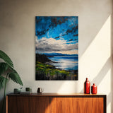 Mountain Lake Art, Nature Print, Landscape Decor, Tranquil Water View, Living Room Wall Art, Cabin Aesthetic, Framed Canvas Print