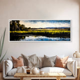 Serene River, Nature Landscape, Framed Canvas Print, Rustic Wall Art, Countryside Decor, Living Room Wall Art, Modern Farmhouse Style