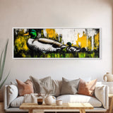 Mallard Duck Art, Rustic Farmhouse Decor, Wildlife Painting, Nature Lover Gift, Fall Colors, Framed Canvas Print, Living Room Wall Art