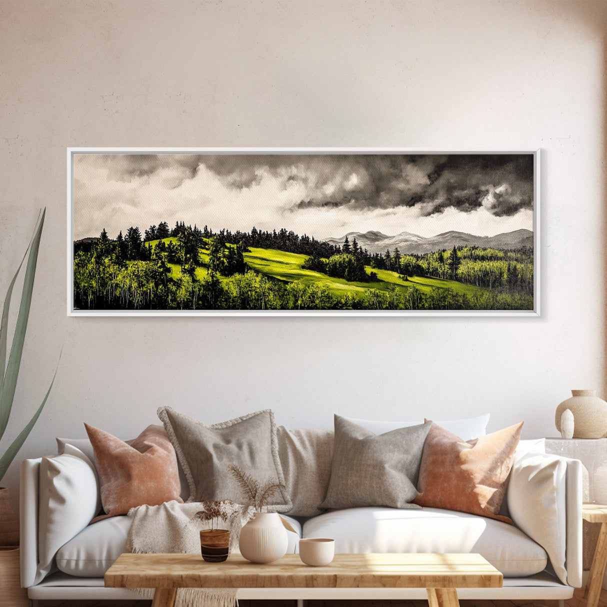 Rolling Hills, Green Landscape, Mountain View, Canvas Print, Nature Inspired Art, Living Room Wall Art, Scenic Home Decor, Rustic Art