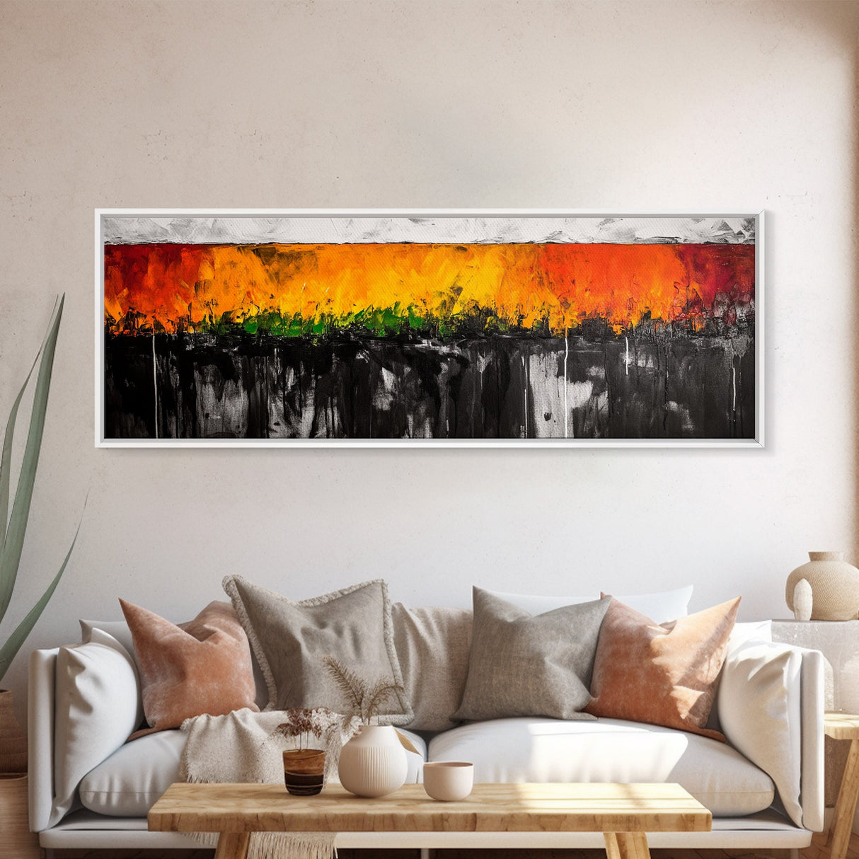 Fiery Abstract, Autumn Tones, Modern Expressionist, Framed Canvas Print, Fall Home Decor, Contemporary Art, Bold Wall Art, Statement Piece