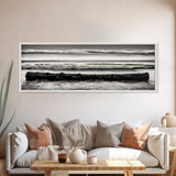 Ocean Waves, Black and White Photography, Coastal Art, Framed Canvas Print, Beach House Decor, Minimalist Seascape, Nautical Theme