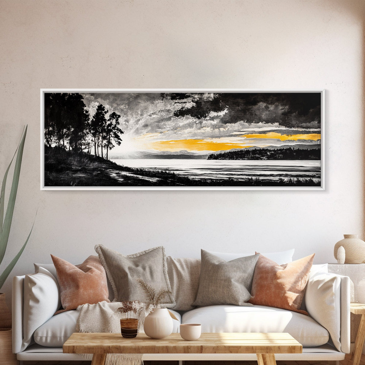 Sunset Landscape Art, Moody Sky Print, Nature Wall Decor, Mountain View Artwork, Rustic Home Decor, Warm Tones, Canvas Print