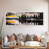 Lake House Painting, Reflection Water Art, Cabin Retreat Wall Decor, Tranquil Nature Print, Mountain Sunset, Canvas Print