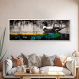 Modern Loon Art, AbstractArt, Water Bird Painting, Nature Wall Art, Framed Canvas Print, Office Decor, Minimalist Art, Contemporary Style