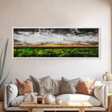 Dramatic Sky, Stormy Landscape, Sunset Over Fields, Modern Nature Art, Framed Canvas Print, Living Room Decor, Abstract Art, Moody Wall Art