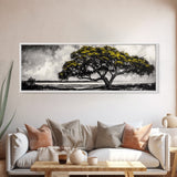 Majestic Tree, Black and White Landscape, Nature Art, Rustic Wall Decor, Framed Canvas Print, Living Room Art, Fall Inspired, Timeless Scene