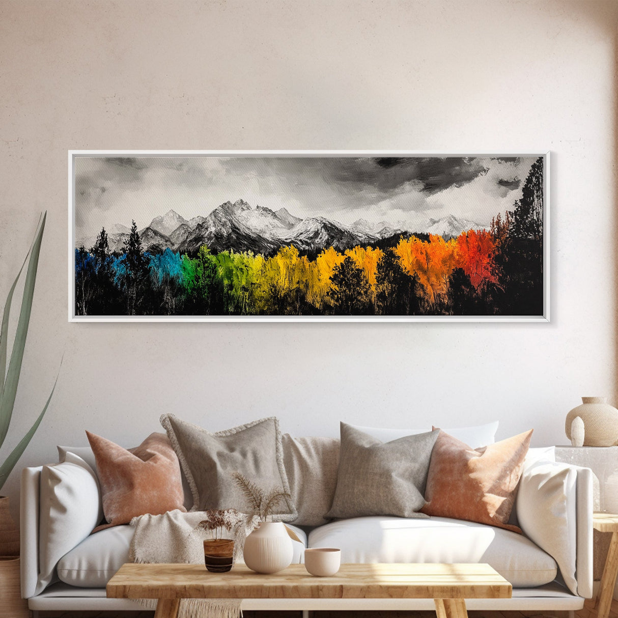 Autumn Colors, Vibrant Mountain Art, Seasonal Landscape, Framed Canvas Print, Nature Wall Art, Cabin Decor, Large Print