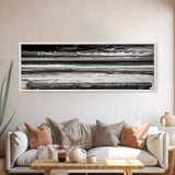 Ocean Bench, Beach Serenity, Black and White Seascape, Minimalist Art, Framed Canvas Print, Calm Coastal, Meditation Space