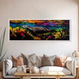 Ocean Wildlife, Vibrant Otter, Underwater Scene, Framed Canvas Print, Colorful Wall Art, Marine Life, Coastal Decor, Kids Room Art