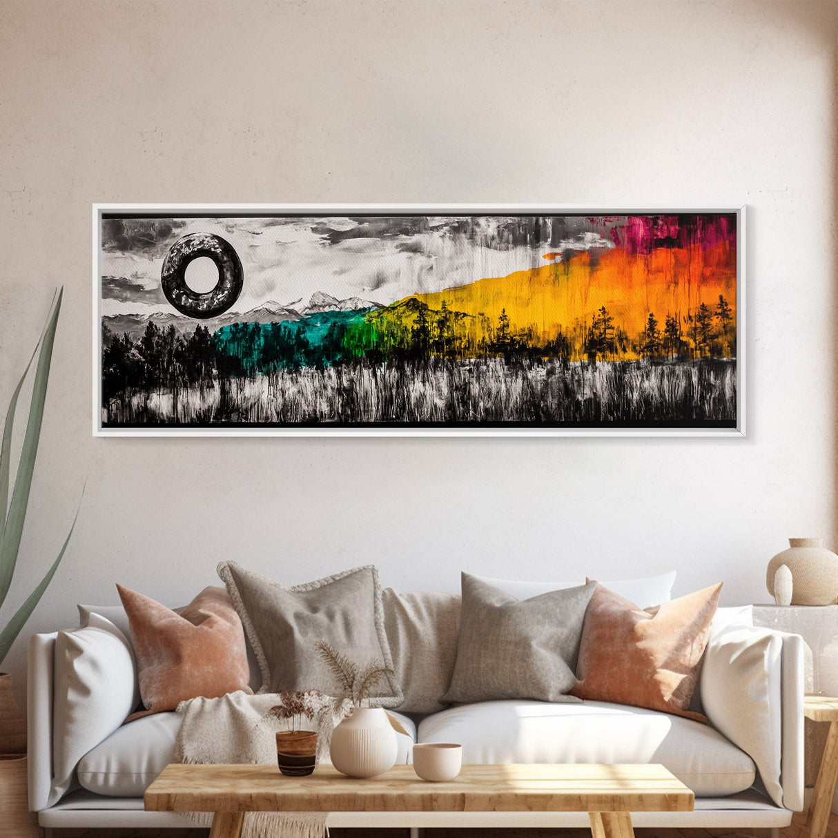 Cosmic Landscape, Surreal Art, Dreamy Forest, Framed Canvas Print, Mystical Wall Art, Fantasy Home Decor, Living Room Statement Art