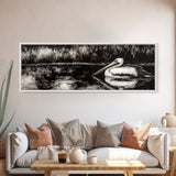 Pelican Reflection, Black White, Wildlife Art, Canvas Print, Nature Wall Art, Coastal Home Decor, Bird Lovers Gift, Monochrome Photography