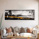 Mountain View, Misty Landscape, Rustic Wall Art, Black and White Print, Nature Inspired Art, Bedroom Decor, Framed Canvas Print, Gift