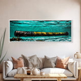Submerged Cannon, Underwater Art, Nautical Decor, Military History Print, Ocean Themed Wall Art, Man Cave Decor, Framed Canvas Print