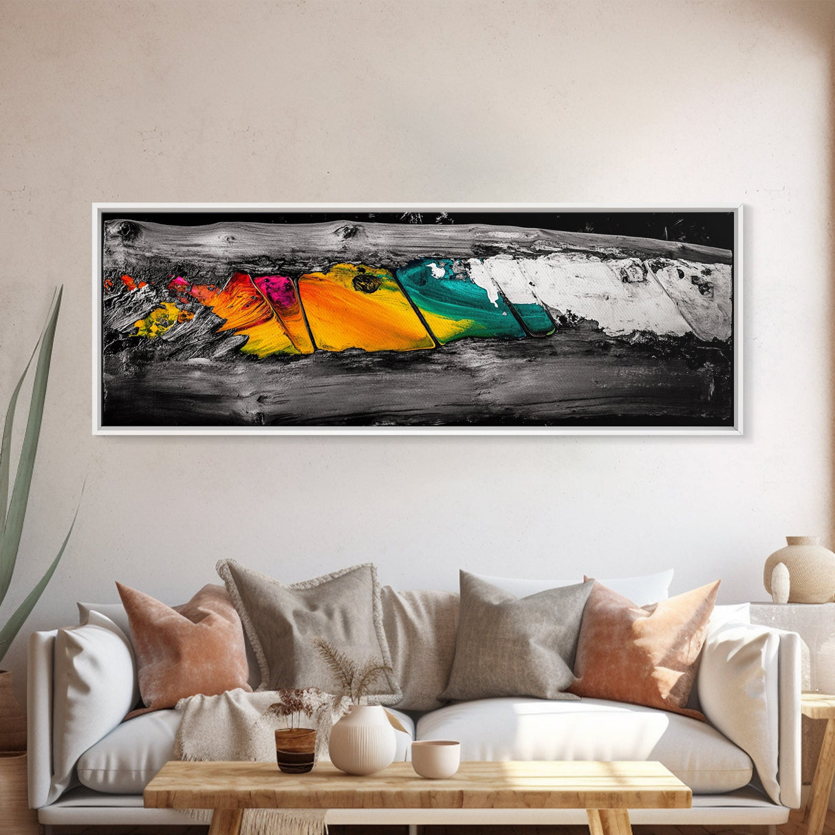Colorful Wood, Rustic Abstract, Weathered Texture Art, Bold Statement Wall Decor, Unique Modern Print, Framed Canvas Print, Gift Idea