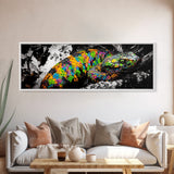 Colorful Snake, Psychedelic Reptile Art, Nature Painting, Wildlife Print, Vibrant Scales, Unique Wall Decor, Framed Canvas Print