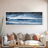 Ocean Wave, Moody Seascape, Blue Water Art, Stormy Sky, Coastal Home Accent, Surfer Decor, Minimalist Wall Art, Canvas Print