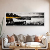 Rustic Boat, Black and White, Nautical Wall Art, Coastal Home Decor, Lake House Art, Large Wall Art, Framed Canvas Print, Living Room Art