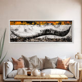 Abstract Horn, Western Wall Art, Longhorn Painting, Framed Canvas Print, Modern Farmhouse, Rustic Decor, Cowboy Wall Art, Black and White