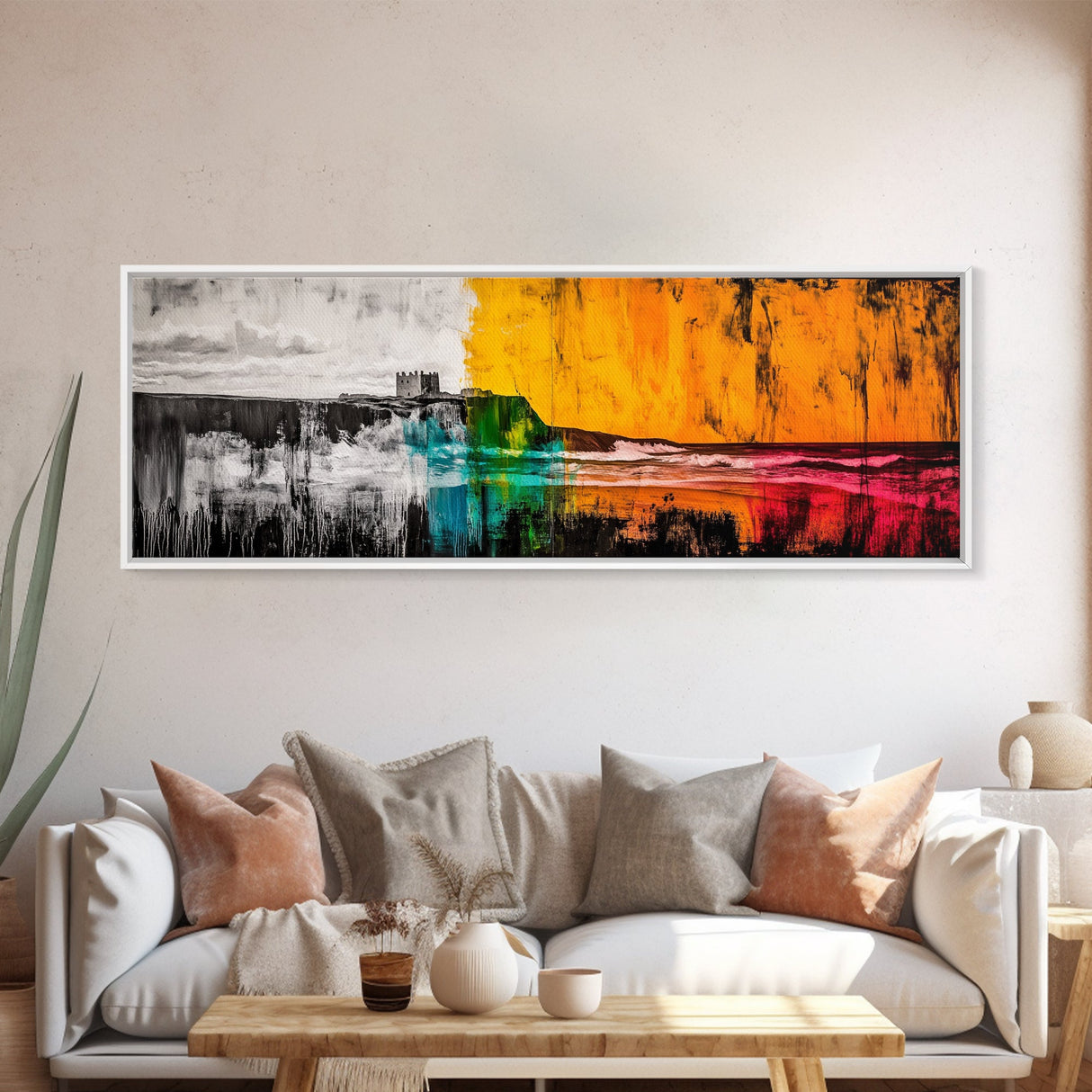 Castle Coast, Dramatic Seascape, Colorful Ocean, Canvas Print, Abstract Wall Art, Home Office Decor, Large Wall Art, Unique Gift