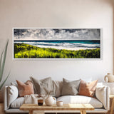 Seaside Escape, Grassy Cliffs, Coastal Wall Art, Canvas Print, Beach Landscape Painting, Relaxing Ocean View, Bedroom Wall Decor