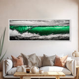Emerald Wave, Ocean Wall Art, Coastal Decor, Beach Aesthetic, Modern Seascape, Large Wall Art, Framed Canvas Print, Office Art