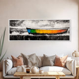 Vibrant Boat, Nautical Art, Abstract Seascape, Colorful Wall Art, Living Room Art, Coastal Home Decor, Framed Canvas Print