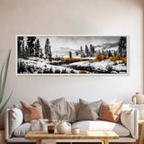Winter Landscape Art, Snowy Mountain Decor, Modern Rustic Wall Art, Cabin Wall Decor, Nature Print, Framed Canvas Print