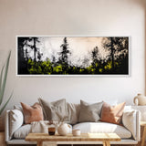 Misty Forest Painting, Black and White Landscape, Abstract Nature Art, Modern Minimalist Wall Art, Monochrome Decor, Framed Canvas Print