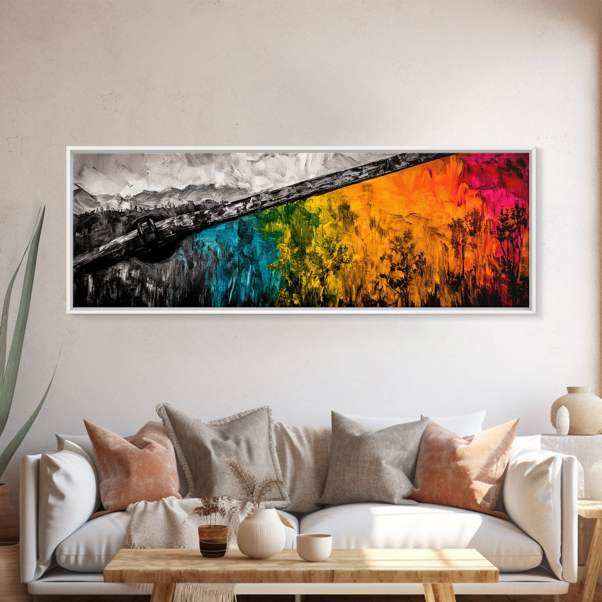 Vibrant Abstract Landscape, Nature Painting, Bold Statement Art, Modern Home Decor, Contemporary Wall Art, Living Room Artwork, Canvas Print