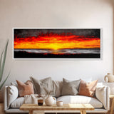 Sunset, Ocean, Waves, Canvas Print, Vibrant Sunset Wall Art, Beach House Decor, Coastal Painting, Living Room Art, Boho Aesthetic, Seascape
