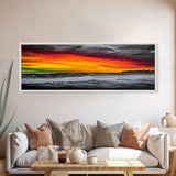 Bold, Ocean, Sunset, Framed Canvas Print, Beach House Art, Modern Coastal Decor, Large Wall Art, Contemporary Seascape, Surf Inspired Art