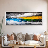 Blue, Green, Wave, Framed Canvas Print, Ocean Wall Art, Surfer Gift, Coastal Living Decor, Modern Abstract Seascape, Minimalist Art Piece