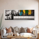 Coffee Time, Rustic Kitchen Wall Art, Abstract Cafe Print, Farmhouse Home Decor, Colorful Modern Painting, Cozy Home Vibes, Framed Canvas Print