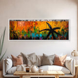 Starfish Art, Abstract Ocean Decor, Coastal Wall Art, Colorful Beach Print, Boho Art, Modern Living Room, Canvas Print, Nautical Gift
