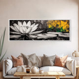 Lotus Flower, Zen Wall Art, Minimalist Decor, Canvas Print, Black and White Botanical Art, Spa Room Decor, Meditation Space, Modern Artwork