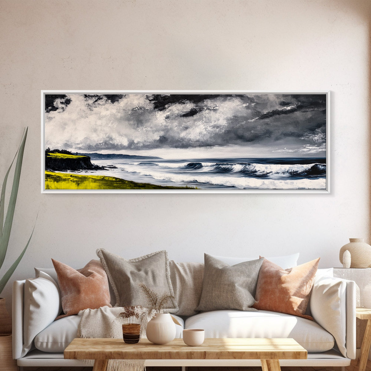 Stormy Waves, Coastal Landscape, Dramatic Ocean, Canvas Print, Nautical Wall Art, Beach House Decor, Seascape Painting, Living Room Art