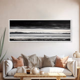 Stormy Mountains, Black and White Art, Monochrome Landscape, Modern Wall Decor, Framed Canvas Print, Nature Inspired, Minimalist Home Art